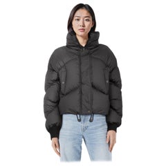 Hermès Black Rib Knit Trim Puffer Jacket Size XS