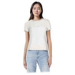 Alexander Wang Weißes Kurzarm-Oberteil aus Leder Größe S