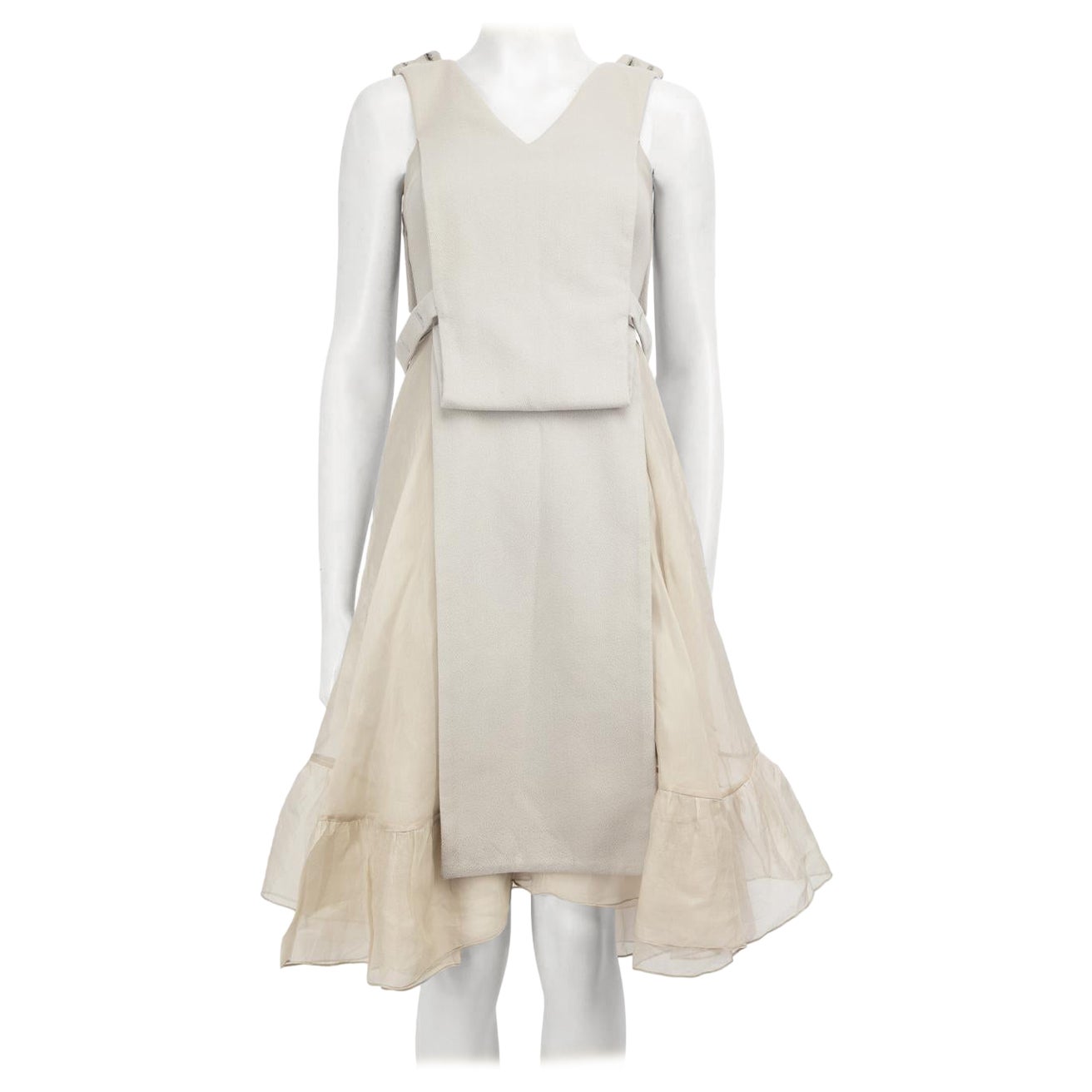 Christopher Kane Grey V-Neck Midi Layered Dress Size S For Sale