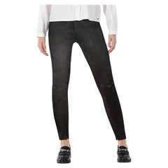 Balenciaga - Pantaloni skinny con zip laterale in pelle nera - taglia S