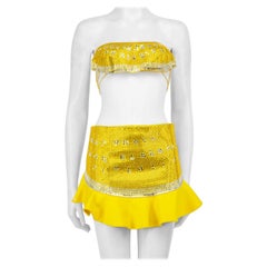 Area Yellow Embellished Top & Mini Skirt Set Size XS