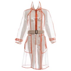 Prada Transparent PVC Rain Coat Contrasting Orange Trim, Fall 2002 