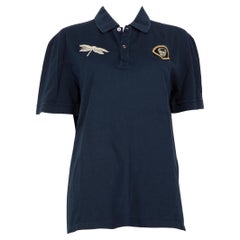 Alexander McQueen Navy Logo Embroidered Polo Top Size XL