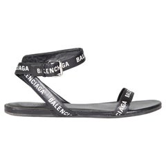 Balenciaga Black Logo Strappy Sandals Size IT 37.5