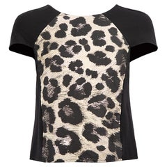 Tibi Leopard Print Panel Cap Sleeves Top Größe XS