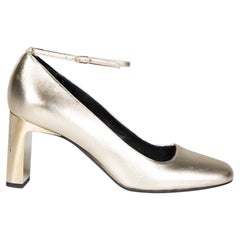 Longchamps Pumps con cinturino alla caviglia in pelle oro taglia IT 39