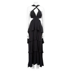 A.L.C. Maxivestido Recortado de Seda Negro Talla L