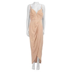 Zimmermann Vestido drapeado de seda rosa con cuello redondo Talla XL