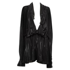 Norma Kamali Black Coated V Neck Long Sleeve Dress Size L