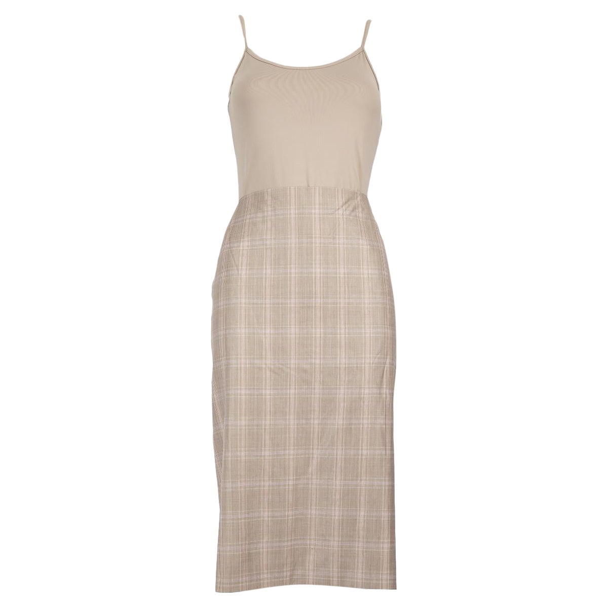 Escada Brown Wool Tartan Knee Length Skirt Size XL For Sale