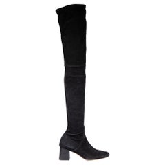 Maje Black Over the Knee Heeled Suede Boots Size IT 37
