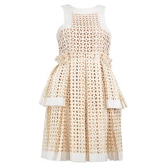 Alexander McQueen White Layered Laser-Cut Dress Size M
