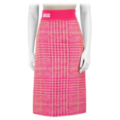Fendi Pink Logo Houndstooth Pattern Knee-length Skirt Size XS