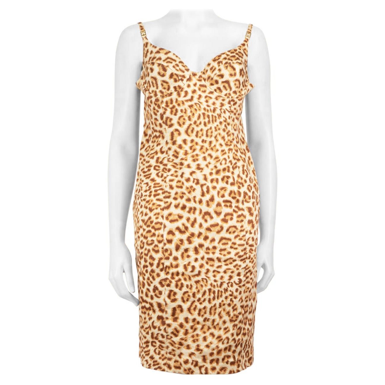Escada Brown Knee Length Leopard Print Dress Size M