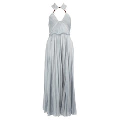 Gabriela Hearst Blaues plissiertes Kleid mit Neckholder-Ausschnitt Größe S