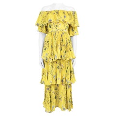 Self-Portrait - Vestito midi a pieghe con stampa floreale giallo - taglia XXS