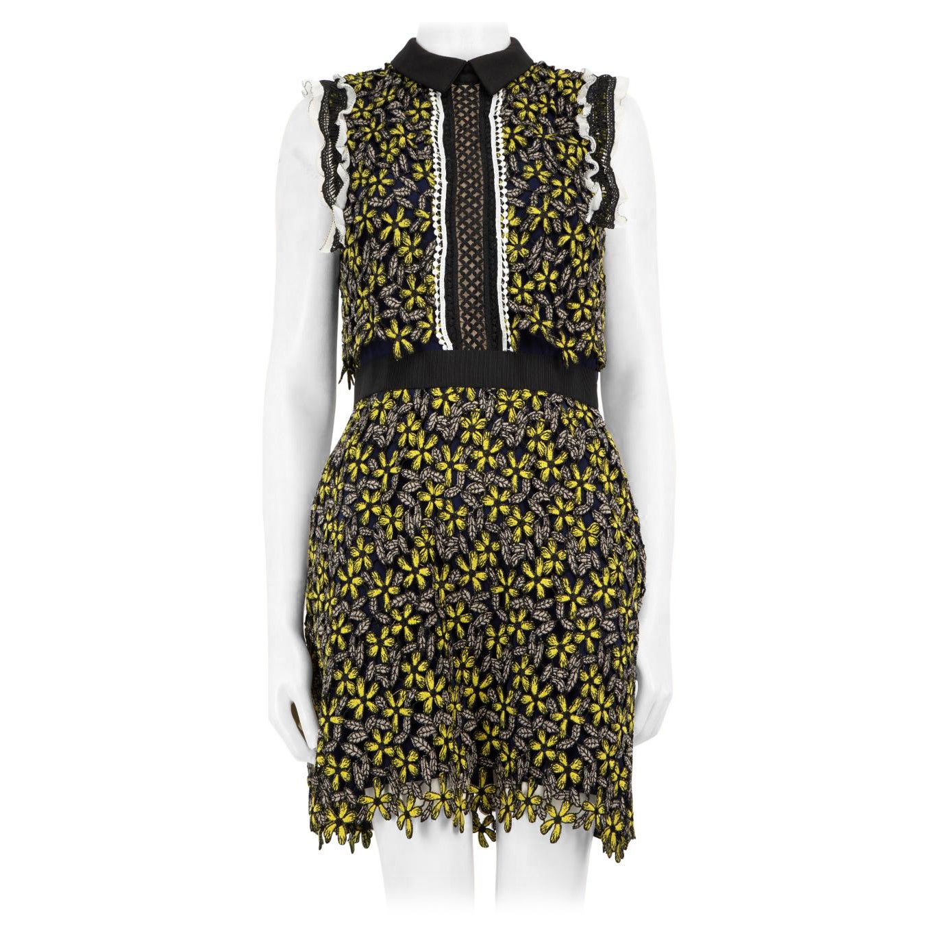 Vestido de encaje floral verde Self-Portrait Talla M en venta