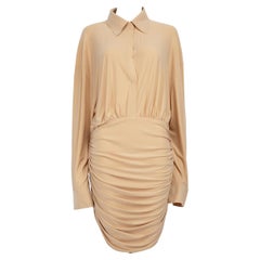 Norma Kamali - Vestito al ginocchio con dettaglio a drappeggio di colore beige - taglia L.A.