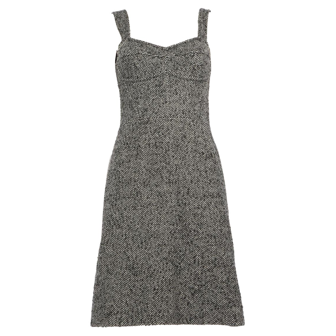Dolce & Gabbana Grey Wool Tweed Dress Size M