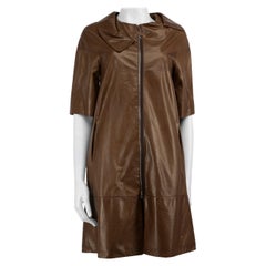 Marni Brown Leather Asymmetric Collar Dress Size S