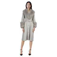 Saks Potts Grey Lamb Leather Foxy Shearling Coat Size S