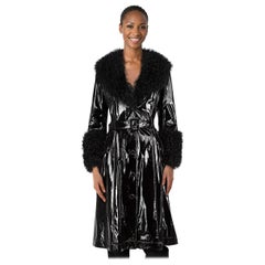 Saks Potts Black Foxy Shearling Gloss Long Coat Size S