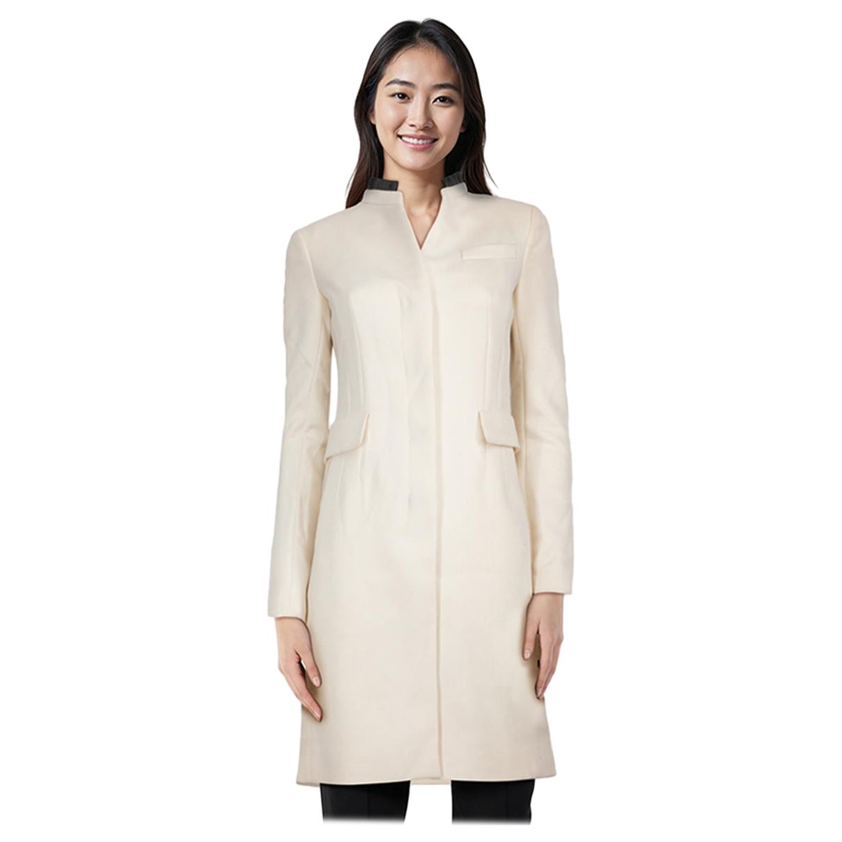Akris Ecru Wool Long Blazer Jacket Size S