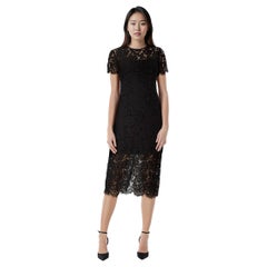 Diane von Furstenberg Vestido Midi de Encaje Negro Talla L