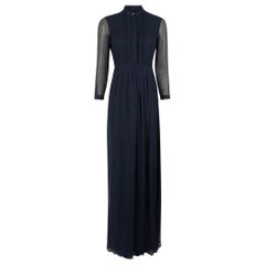 Burberry Marineblaues Chiffon Krepp Maxikleid Größe XXS