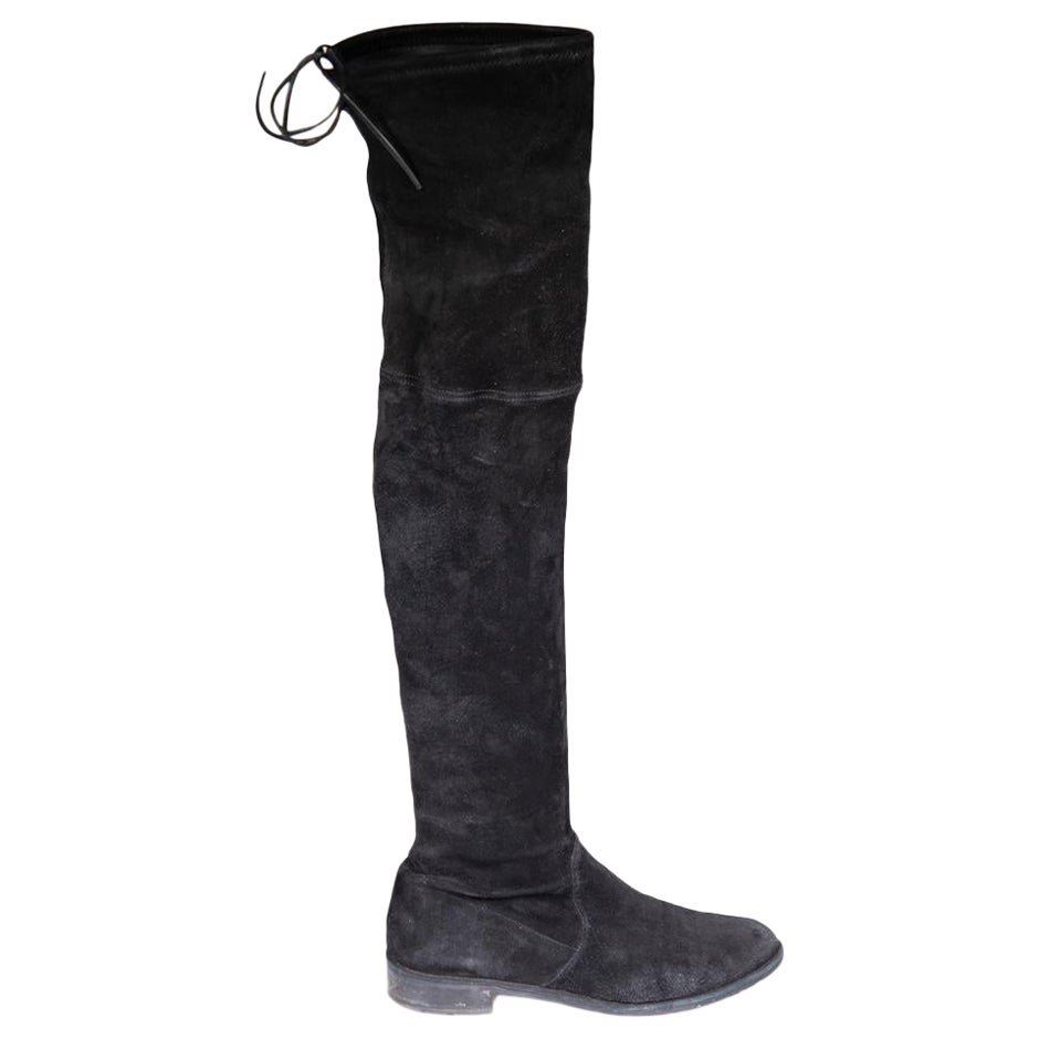 Stuart Weitzman Bottes à lacets en daim noir Taille US 9 en vente