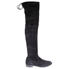 Stuart Weitzman Black Suede Lowland Tie Boots Size US 9