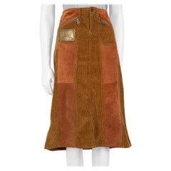 Dolce & Gabbana Brown & Corduroy Suede Knee-length Skirt Size S