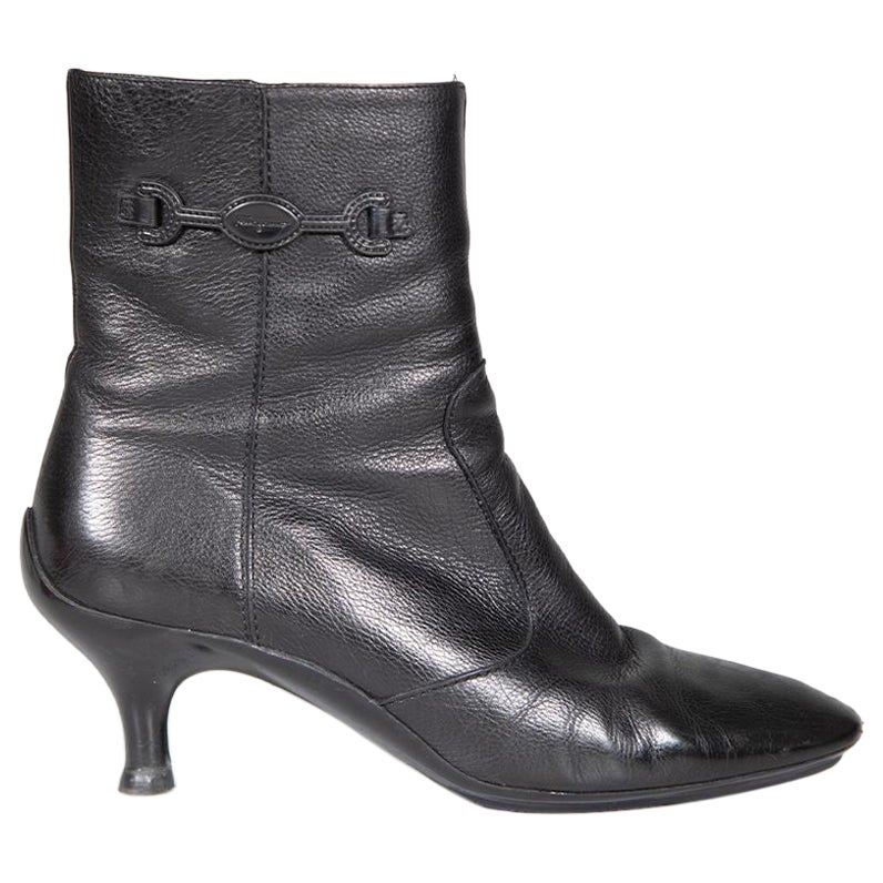 Salvatore Ferragamo Black Leather Logo Detail Boots Size US 9 For Sale