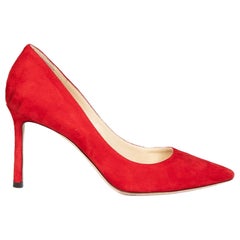 Jimmy Choo Red Pointed Toe Suede Pumps Size IT 35