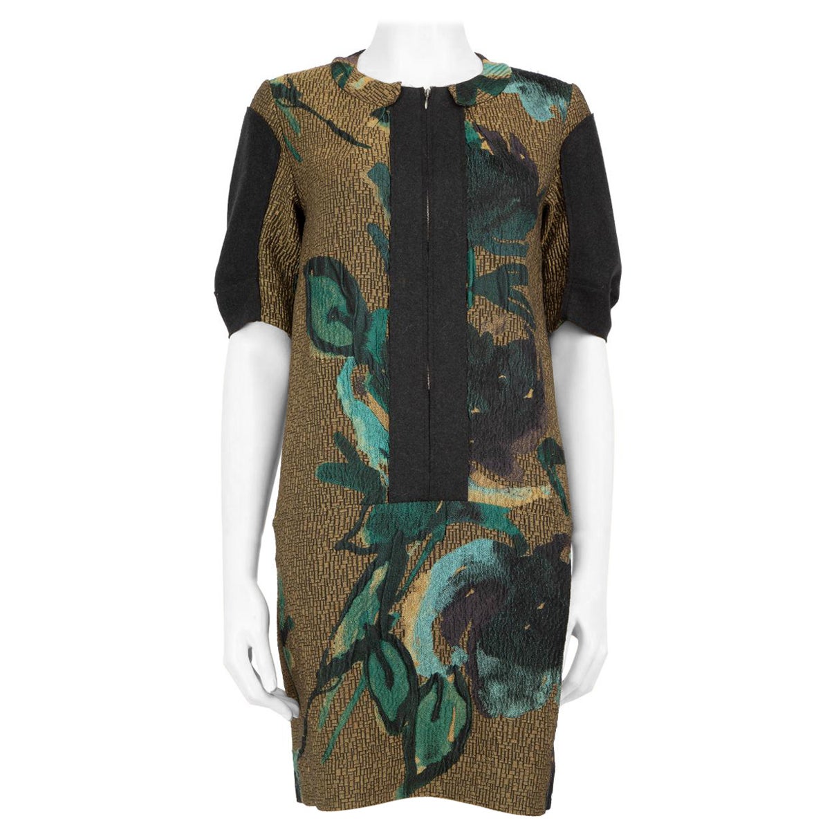 Marni Floral Pattern Short Sleeve Zip Dress Size S For Sale
