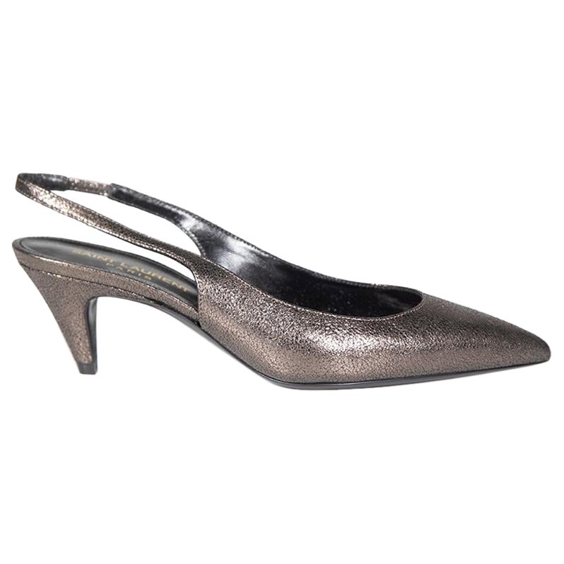 Saint Laurent escarpins à talons en cuir anthracite taille IT 35