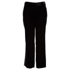 Saint Laurent Black Velvet Satin Panel Trousers Size M
