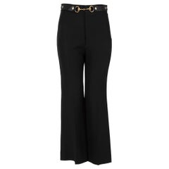 Gucci Black Wool Horsebit Belt Straight Trousers Size XS