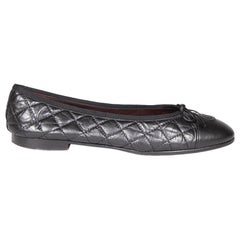 Chanel Black Quilted Leather CC Ballet Flats Size IT 40