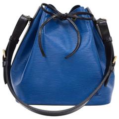 Vintage Louis Vuitton Petit Noe Vio Blue x Black Epi Leather Shoulder Bag
