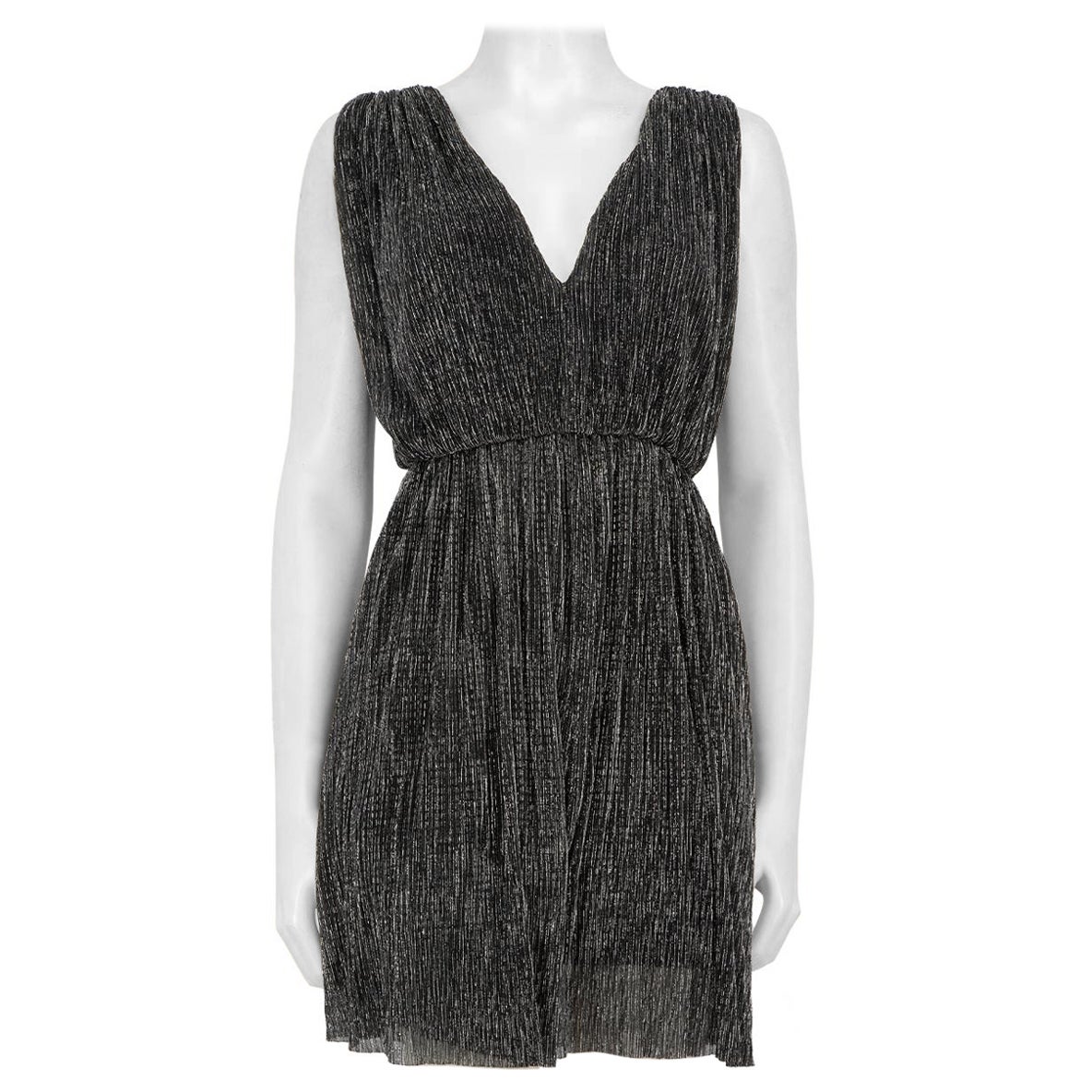 Maje Black & Silver Metallic Mini Playsuit Size M