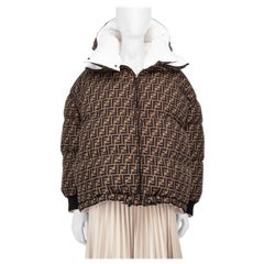 Fendi White Reversible Zucca Print Puffer Jacket Size M