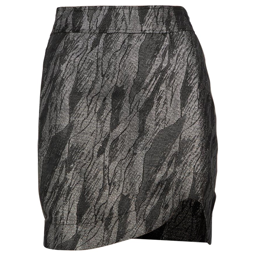Ganni Silver & Black Metallic Mini Skirt Size XS For Sale