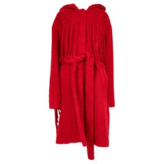 Stella McCartney Roter Teddy-Mantel mit Fransen und Gürtel Größe XL