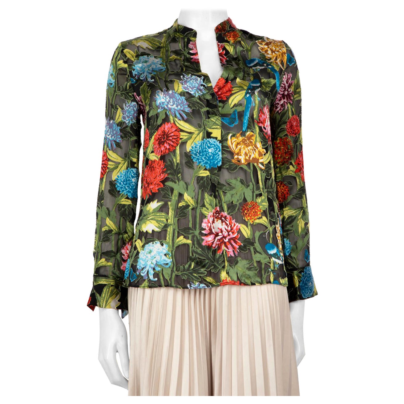 Alice + Olivia Floral Pattern Sheer Blouse Size XS For Sale