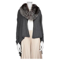Alice + Olivia Grey Wool Fur Collar Cardigan Size XS