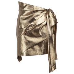 Saint Laurent Gold Metallic Schleife Detail Minirock Größe M