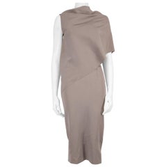 Victoria Beckham Taupe Asymmetric Sleeve Dress Size S