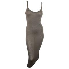 RICK OWENS Size S Taupe Viscose Blend Fitted Tank Top Midi Dress