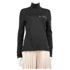 Alexander Wang Schwarzes Logo bedrucktes High-Neck Top Größe M